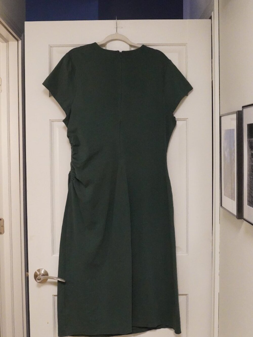 Boden Green Sheath Dress US 20-22R Rouched Side Short Sleeve - Picture 4 of 4